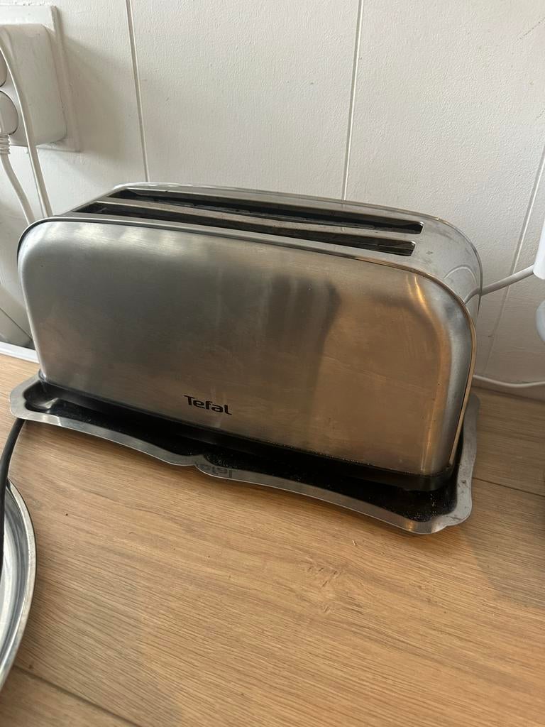 Tefal broodrooster - RVS, Witgoed en Apparatuur, Broodroosters, Ophalen of Verzenden, Gebruikt, Uitneembare kruimellade