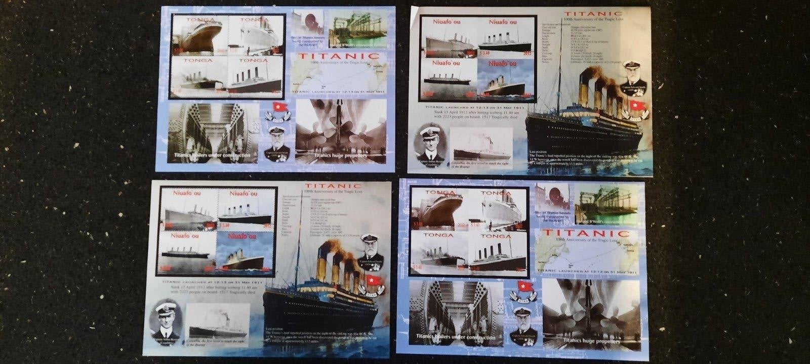 Tonga Titanic ondergang - 4 sheets CW 88 euro, Postzegels en Munten, Ophalen of Verzenden