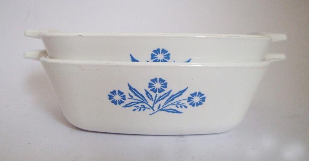 vintage 2x pyrosil bakje oven schaal netherlands cornflower, Huis en Inrichting, Keuken | Servies, Zo goed als nieuw, Schaal of Schalen