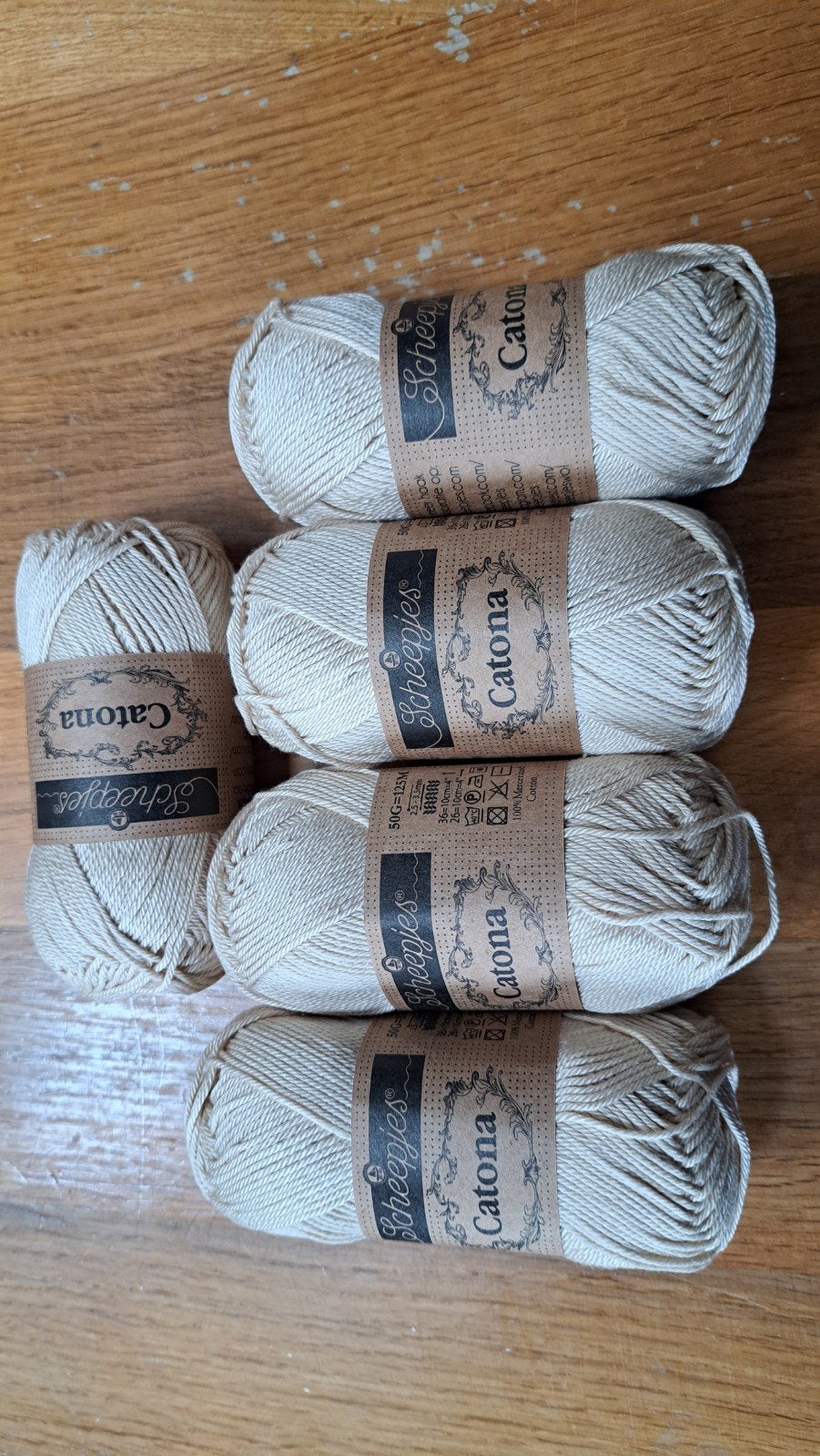 5 bollen 404 Scheepjes Catona 50g - Nieuw, Niet bekend, Breien of Haken, Nieuw, Ophalen of Verzenden