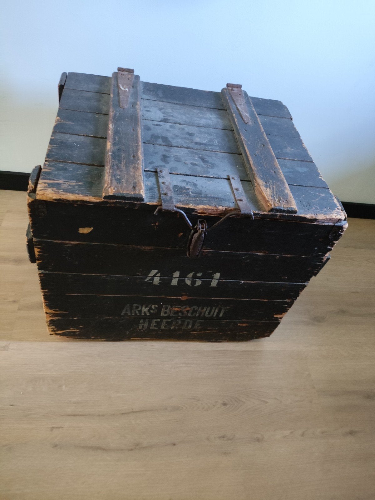 Vintage houten kist - ARKS BESCHUIT HEERDE, Ophalen, 50 – 75, Gebruikt, 50 tot 100 cm