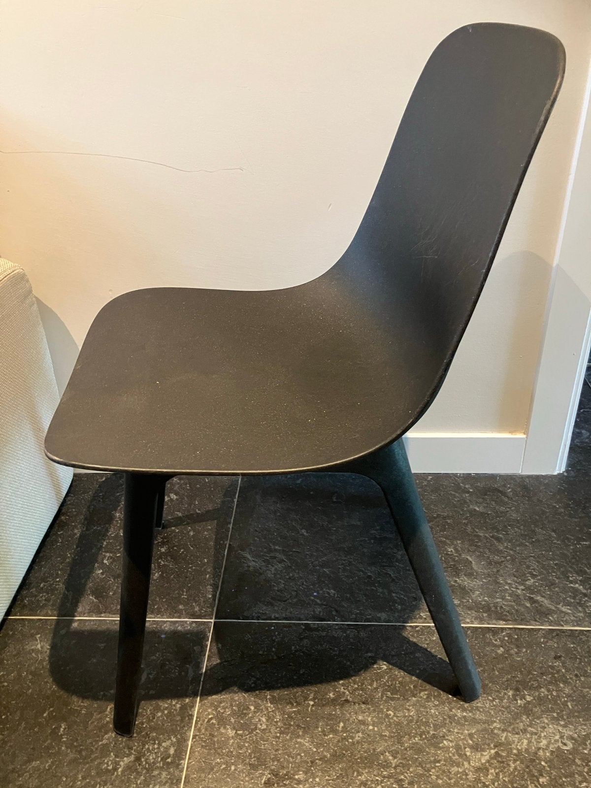 IKEA Odger eetkamerstoelen (5x) antraciet RUILEN voor beige, Huis en Inrichting, Ophalen, Kunststof, Gebruikt, Zwart