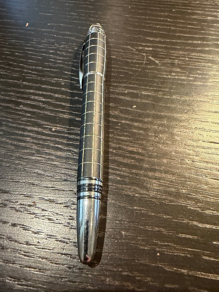 Mont Blanc Star Walker Black Grid Pen + Pen-etui, Ophalen of Verzenden, Zo goed als nieuw, Balpen, Mont Blanc