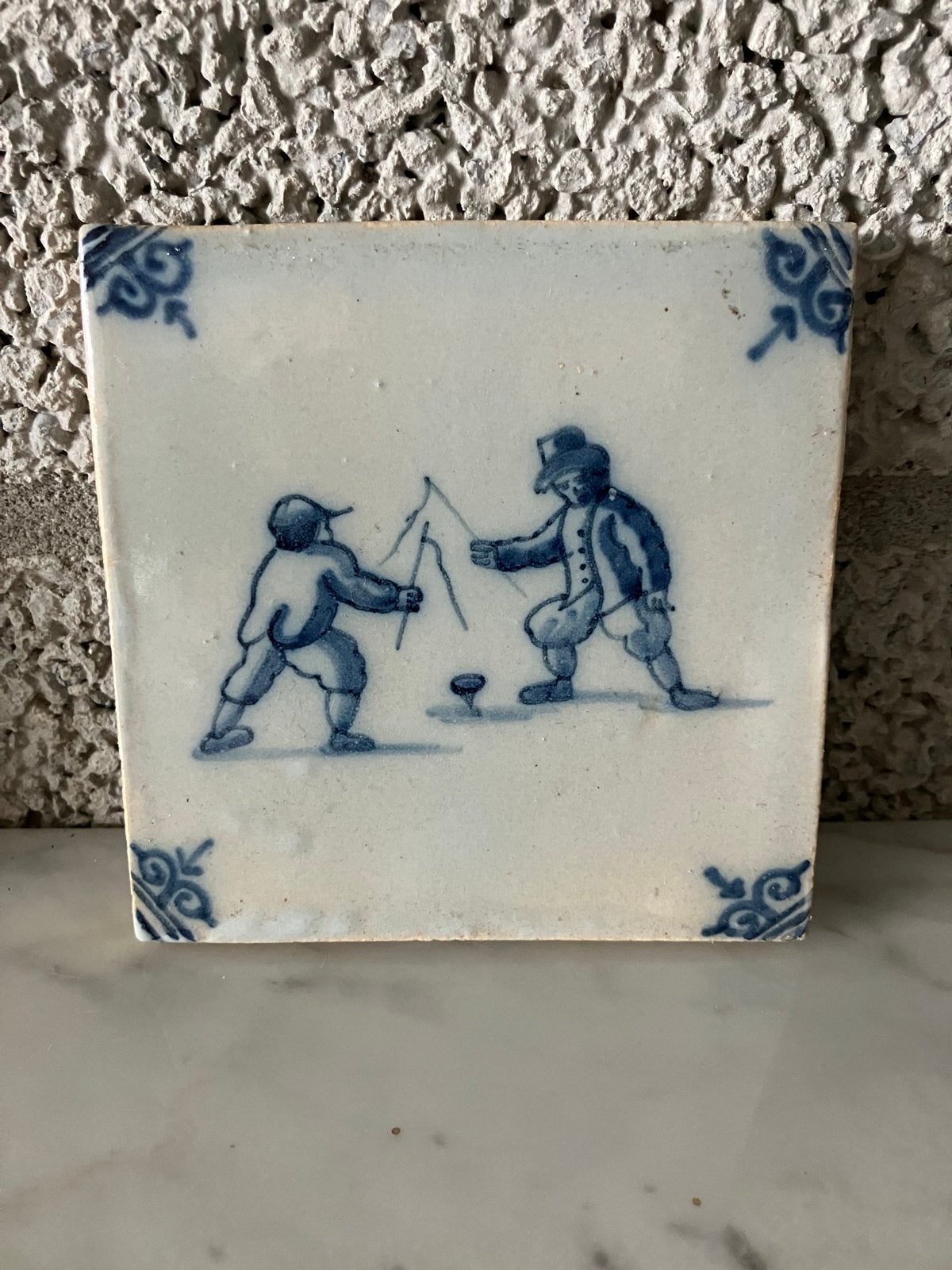 Antieke Delfts Blauwe Tegel: kinderspelen, Ophalen of Verzenden
