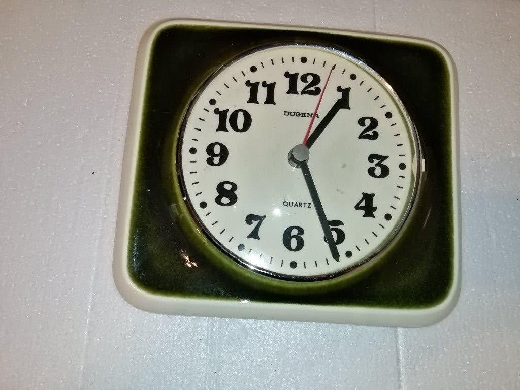 Vintage Dugena keramisch wandklok, z.g.a.n, Ophalen of Verzenden