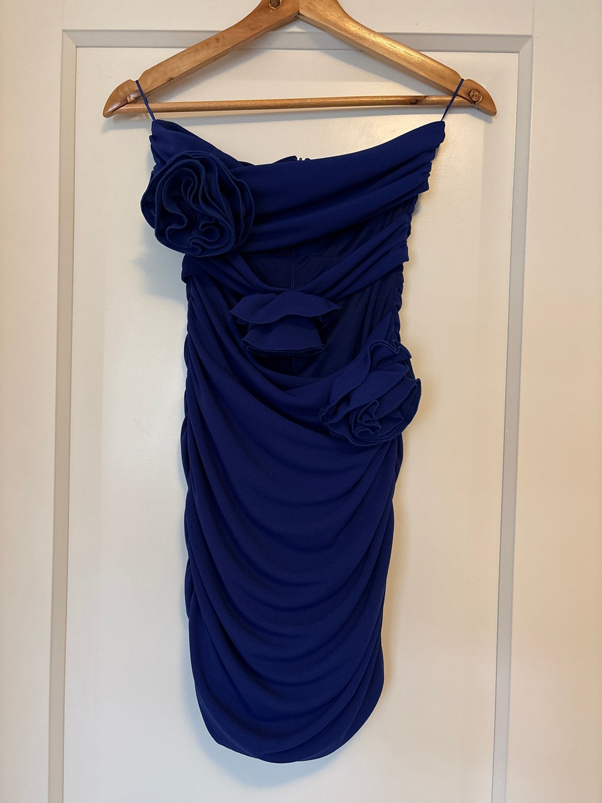 Zara strapless jurk met ruches en bloemen - Maat M, Maat 38/40 (M), Blauw, Ophalen of Verzenden, Zo goed als nieuw