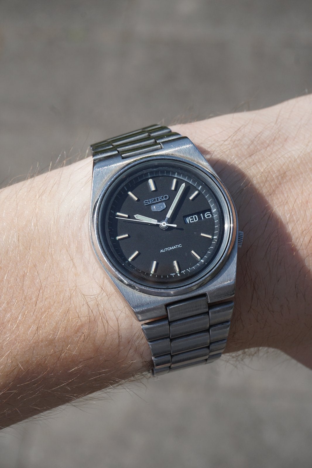 Seiko Day-Date 36mm Automatisch Zwarte Wijzerplaat, Sieraden, Tassen en Uiterlijk, Horloges | Heren, Staal, Polshorloge, Ophalen of Verzenden