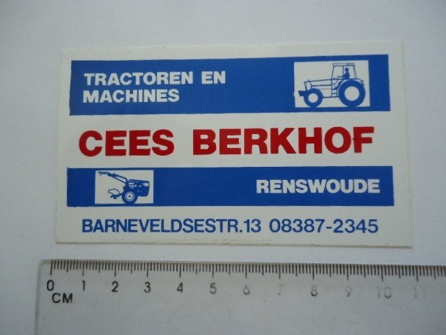 sticker oud Renswoude Cees Berkhof traktor machine schaffer, Verzamelen, Verzenden, Zo goed als nieuw, Bedrijf of Vereniging