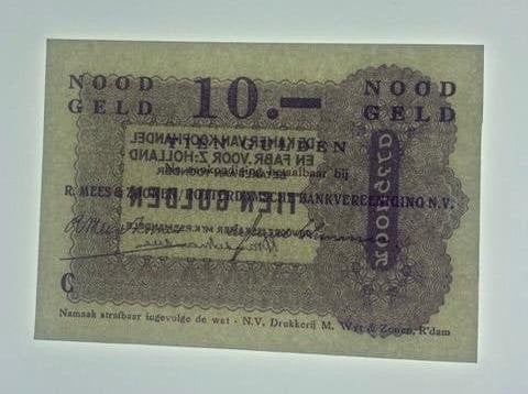 Noodgeld Rotterdam 10 Gulden 1944 Serie C nieuwstaat, Postzegels en Munten, Bankbiljetten | Nederland, Ophalen of Verzenden, 10 gulden