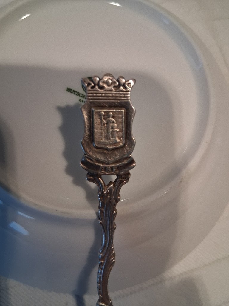 Ede verzilverde theelepel met stadswapen  Gero, Antiek en Kunst, Ophalen of Verzenden