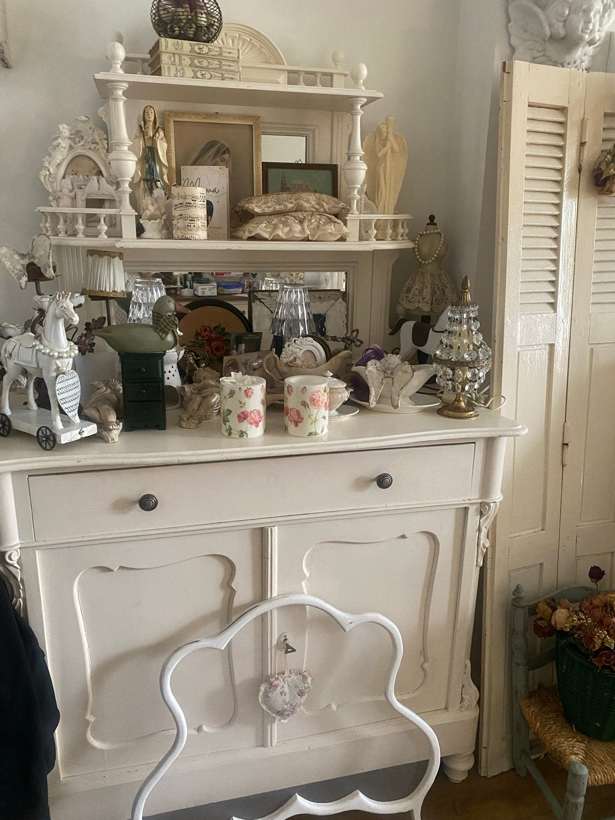 Dressoir met Vitrinekast - Shabby Chic-Breedte108-187, Ophalen