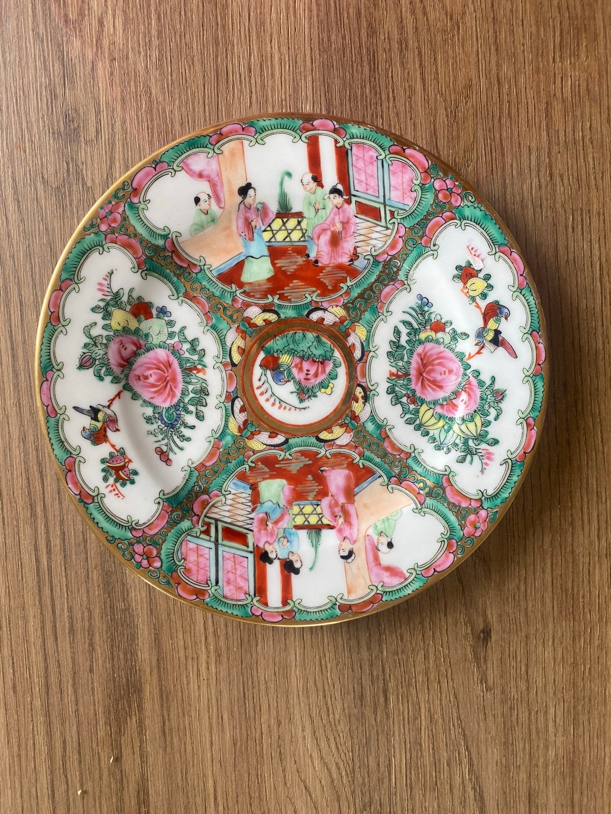 Antiek Chinees Rose Medallion Porseleinen Bord, Ophalen