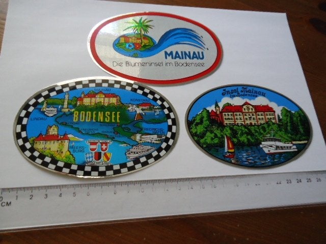 sticker oud BODENSEE Mainau glans vintage retro camper auto, Verzamelen, Stickers, Verzenden, Zo goed als nieuw, Bedrijf of Vereniging