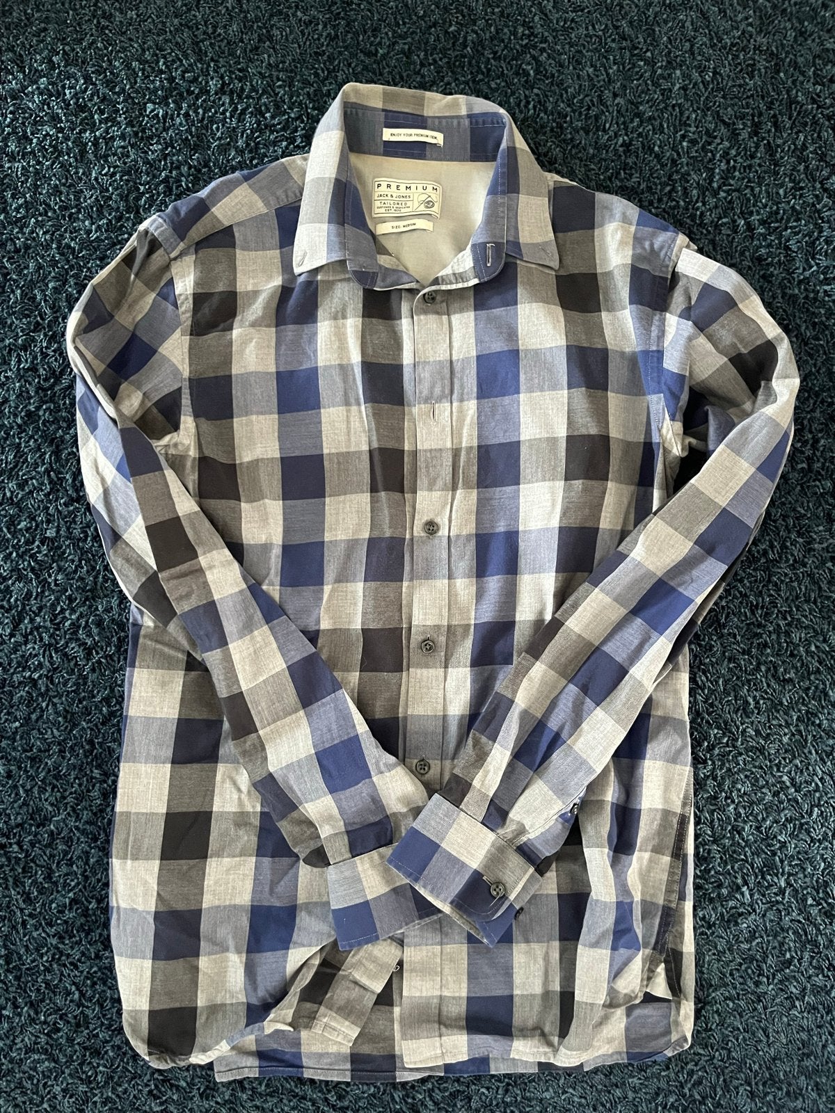 Jack & Jones Geruit Overhemd Maat M, Kleding | Heren, Ophalen of Verzenden, Gedragen, Blauw, Halswijdte 39/40 (M)