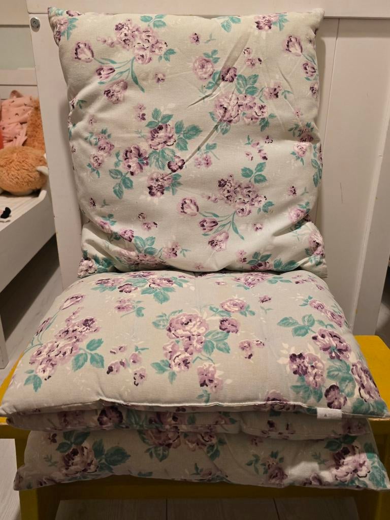 2x setje brocante kussens voor bijv bistro tuinsetje, Ophalen of Verzenden