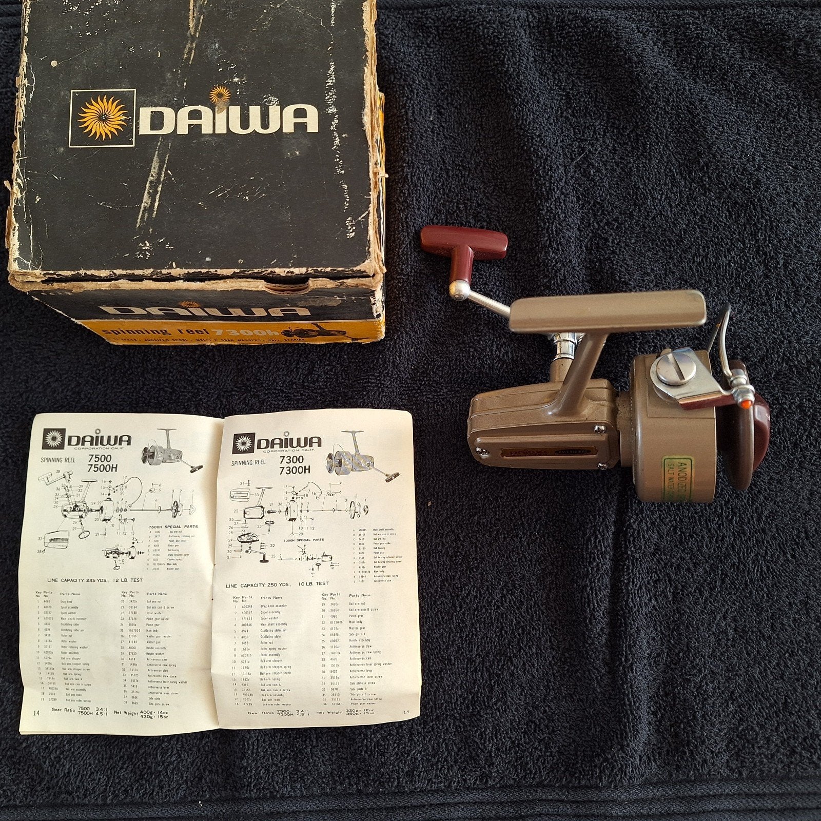 daiwa 7300H zgan incl. doos en boekje zie foto's, Ophalen of Verzenden, Zo goed als nieuw, Molen