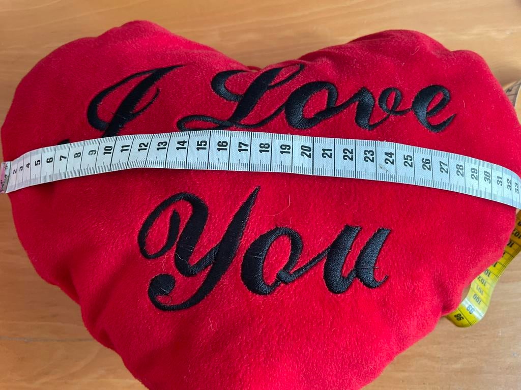 Rood kussen  hartjes vorm  I love you en roze langwerpig, Ophalen of Verzenden, Zo goed als nieuw, Rood, Hartvormig