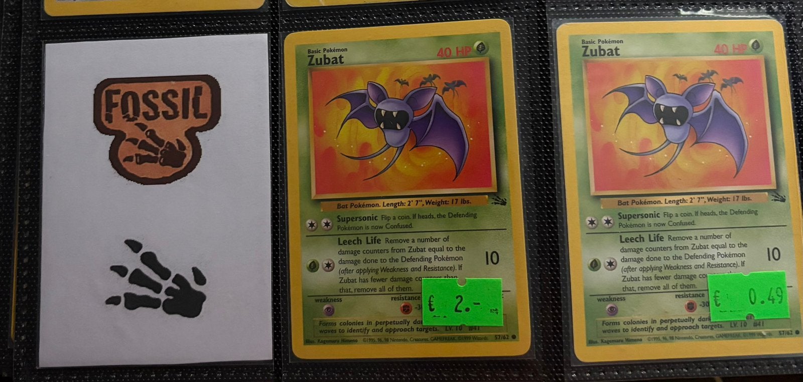 Vintage Fossil Pokemon kaarten, Ophalen of Verzenden, Zo goed als nieuw, Meerdere kaarten