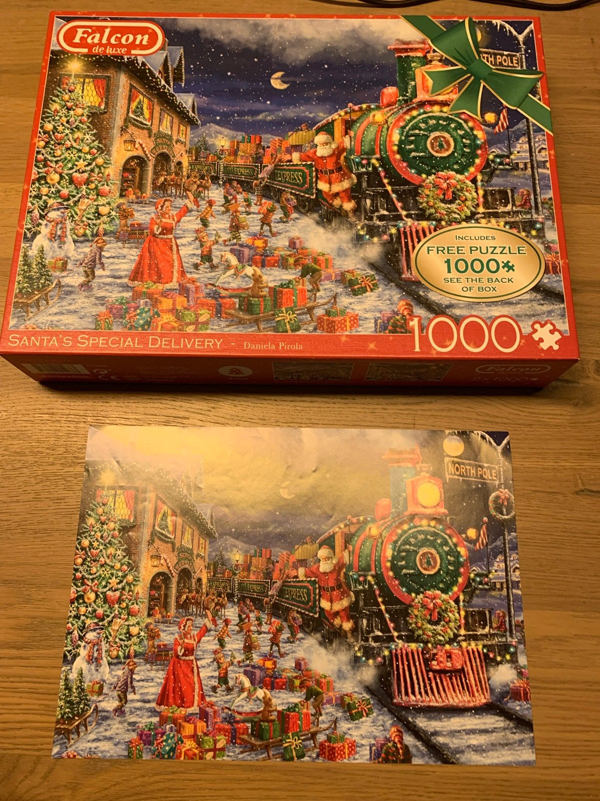 Falcon De Luxe Kerstpuzzel - Santa's Special Delivery, Ophalen of Verzenden, 500 t/m 1500 stukjes, Zo goed als nieuw, Legpuzzel