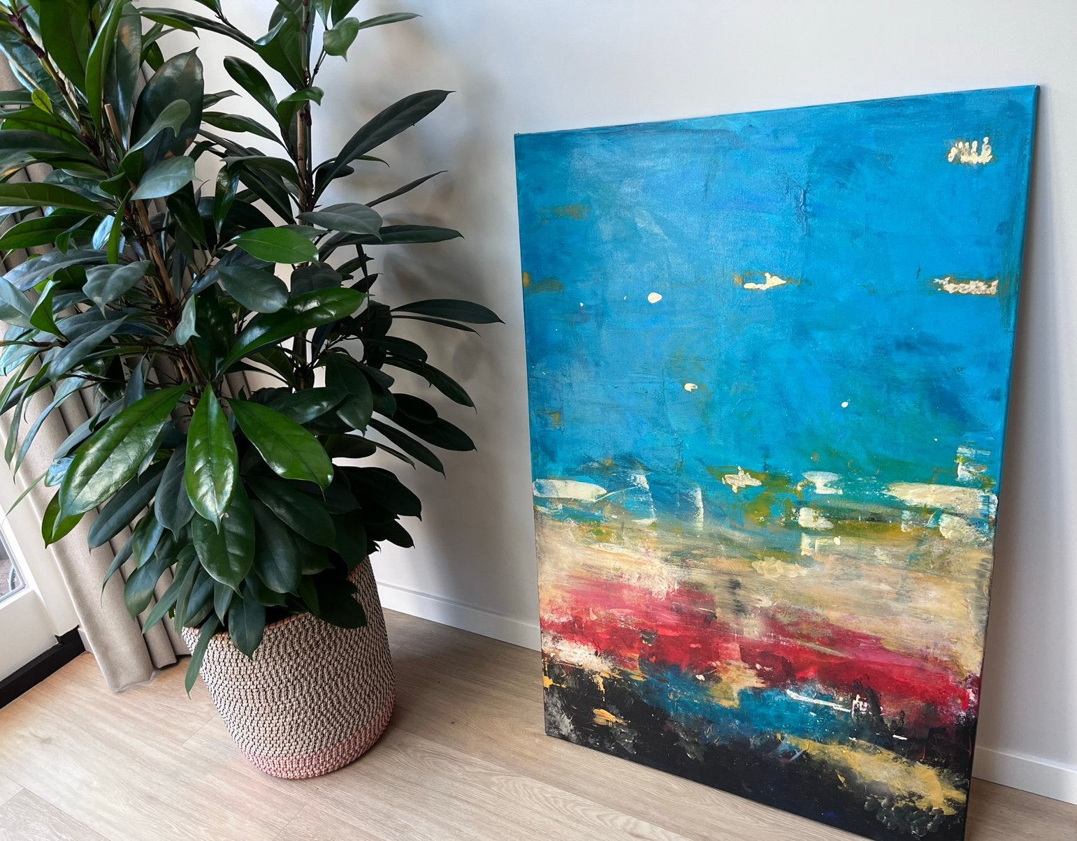 Abstract verticaal schilderij - de nacht, Ophalen