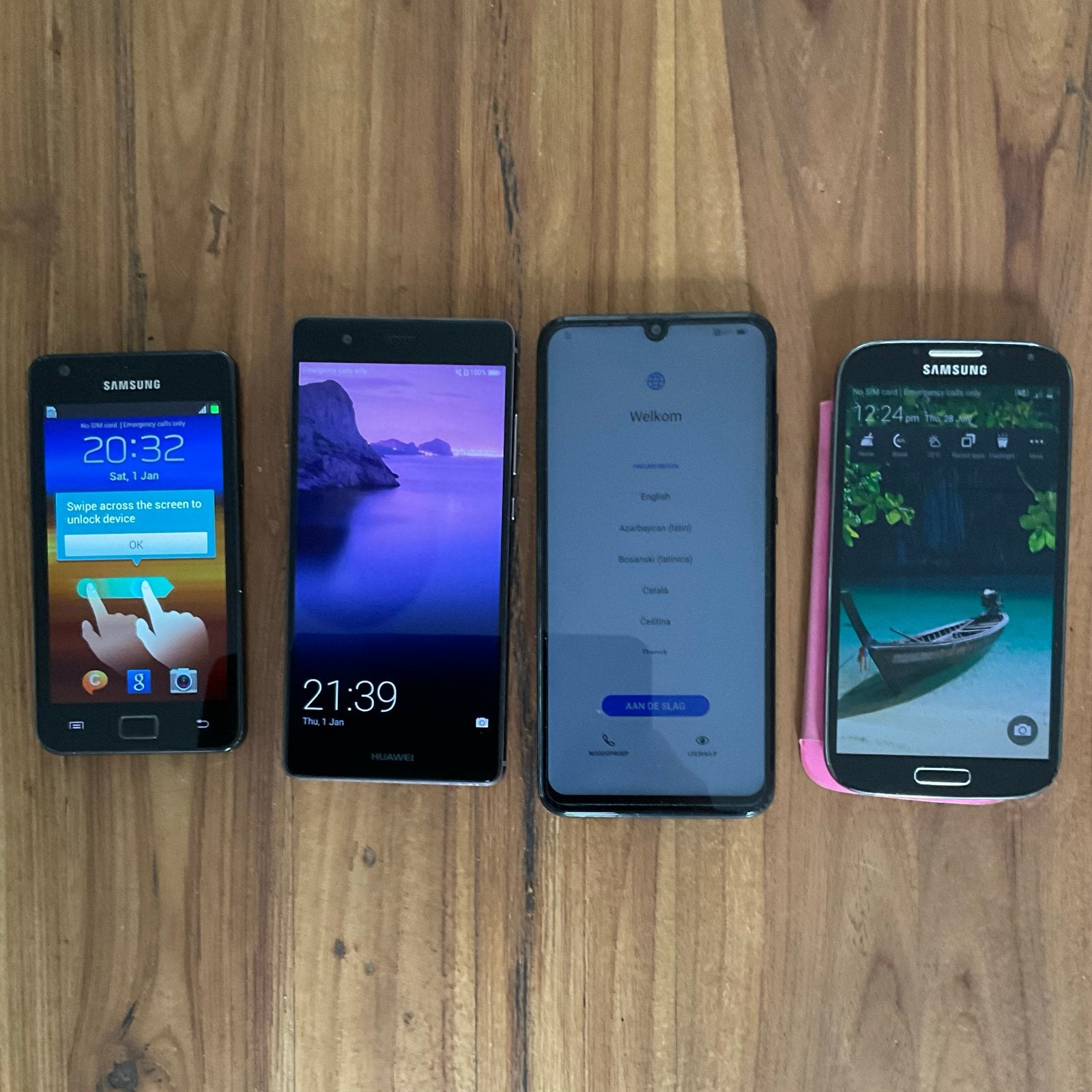 Partij van 4 gebruikte smartphones (Samsung, Huawei), Telecommunicatie, Mobiele telefoons | Overige merken, Gebruikt, Overige modellen