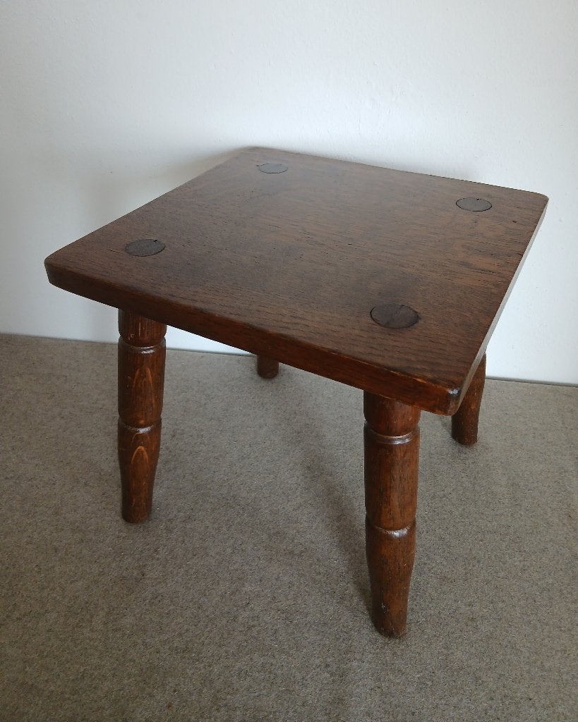 vintage eiken kruk, stool - plantentafeltje, Minder dan 45 cm, Minder dan 55 cm, Gebruikt, Antiek, vintage, rustiek