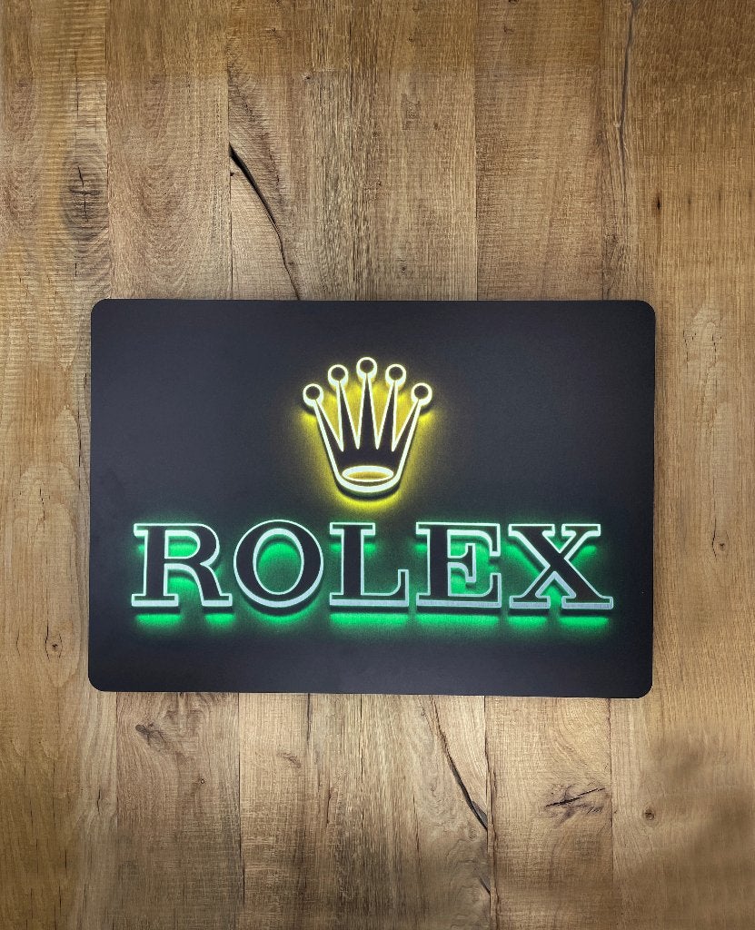Reclamebord Rolex glans logo groen, aluminium, 40x57 cm, Ophalen of Verzenden, Nieuw, Reclamebord