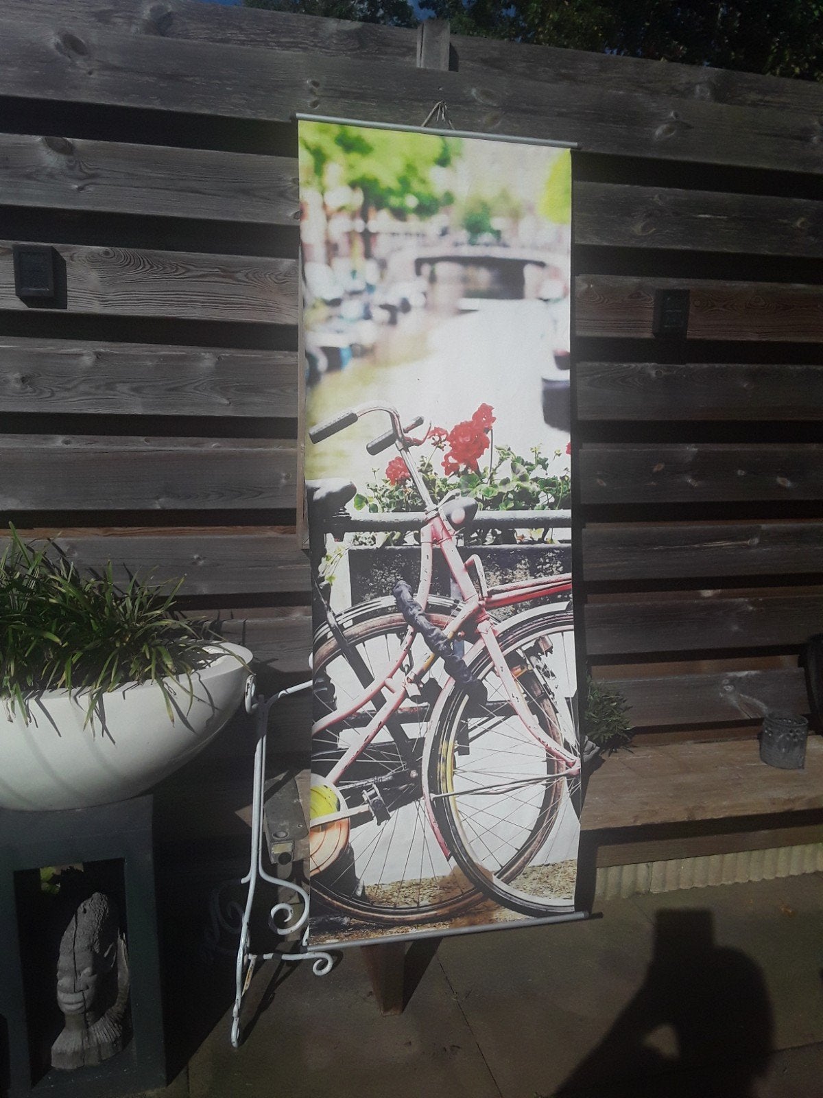 Zomers wandkleed met fiets en gracht, Ophalen, Gebruikt, Meerkleurig, Modern