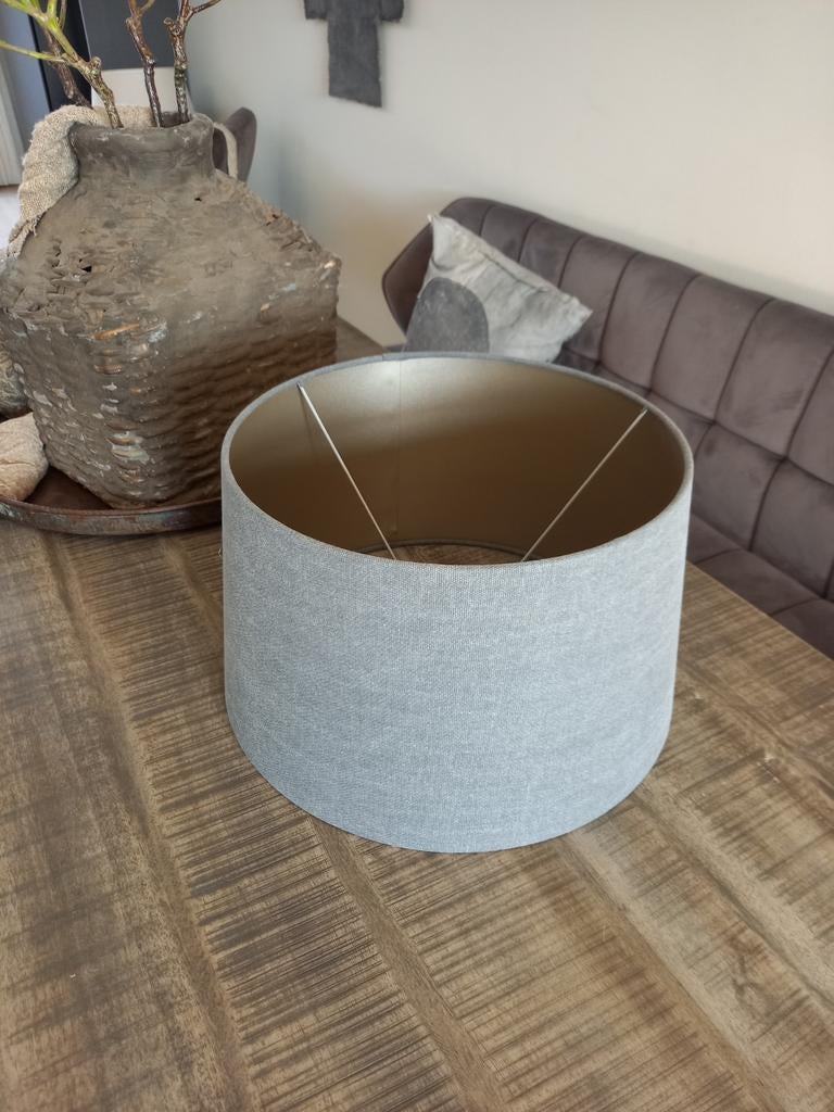 NIEUWE lampenkap stoer en sober grijs, Huis en Inrichting, Lampen | Lampenkappen, 25 tot 50 cm, Rond, Nieuw, Ophalen of Verzenden