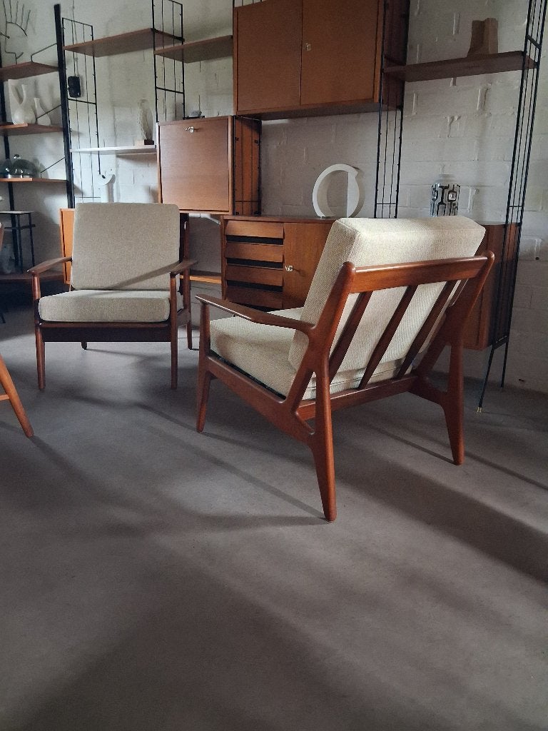 Arne Vodder retro deens jaren 60 teak model 6 fauteuil, Ophalen, Gebruikt, 75 tot 100 cm, Stof