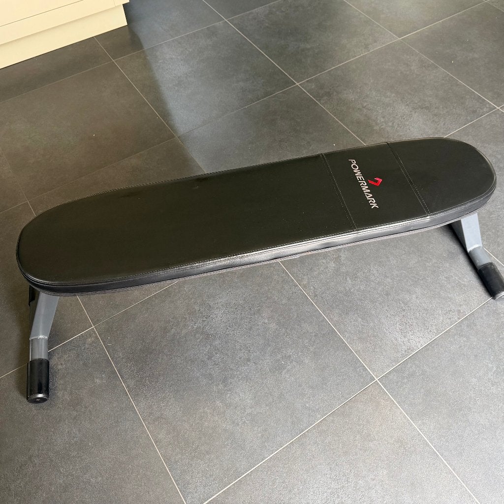PowerMark 412 opklapbare flat bench / fitnessbank, Krachtstation, Ophalen of Verzenden, Zo goed als nieuw, Metaal