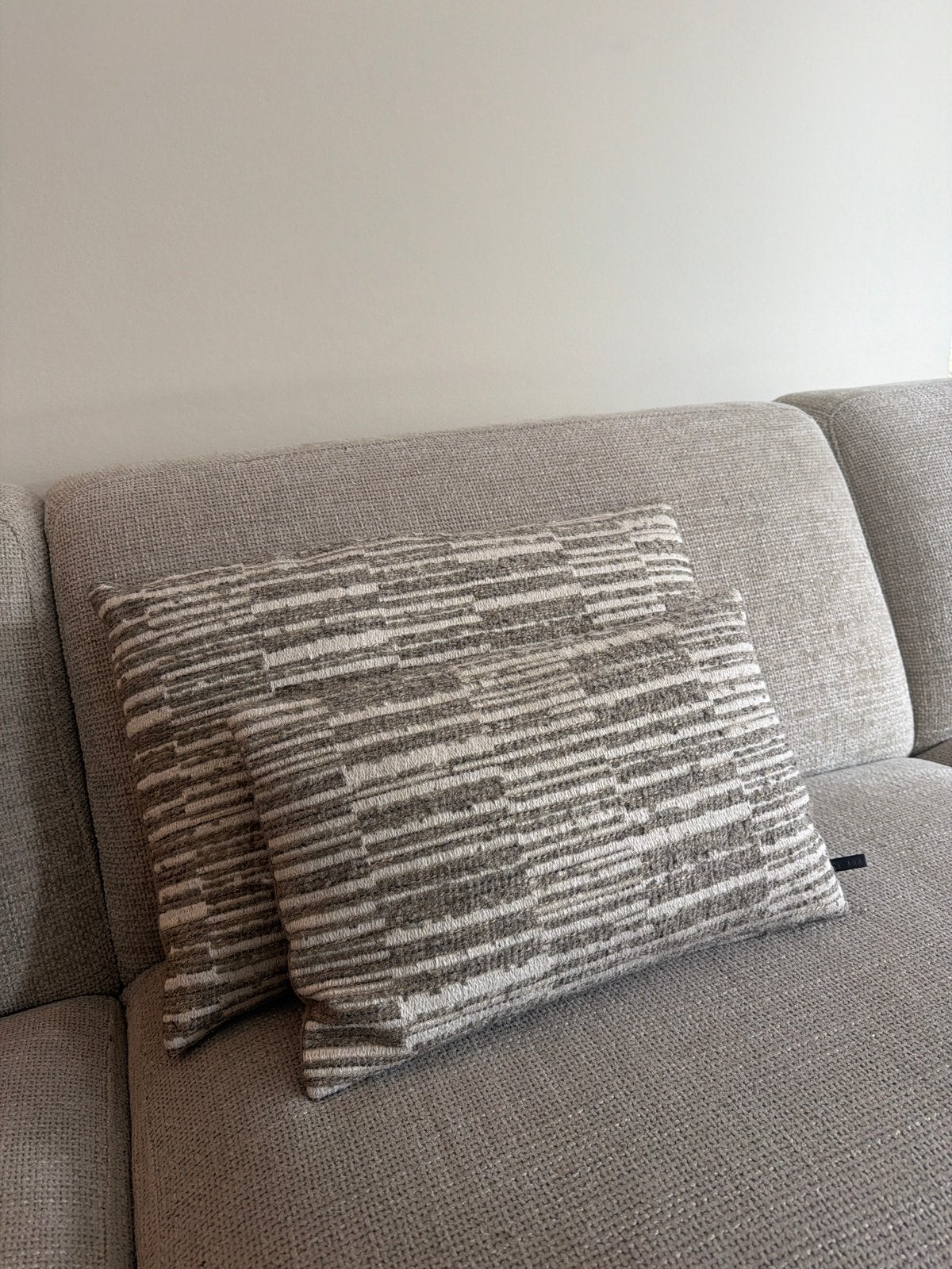 Set van 2 sierkussens Claudi - Beige/wit gestreept, Ophalen, Beige, Afneembare hoes, Zo goed als nieuw
