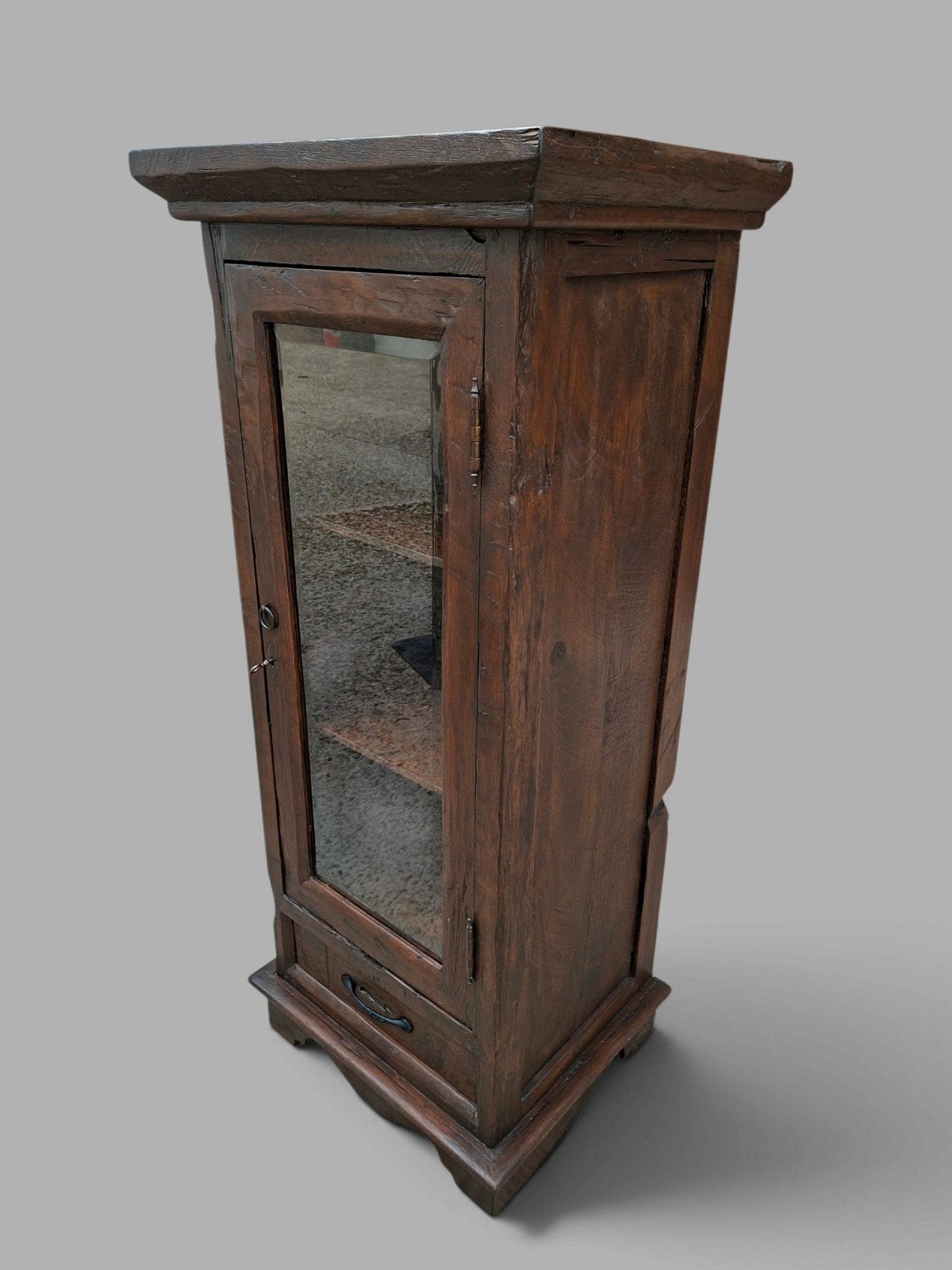 Antieke teakhouten vitrinekast, servieskast,, Huis en Inrichting, Ophalen of Verzenden, 25 tot 50 cm, 50 tot 100 cm