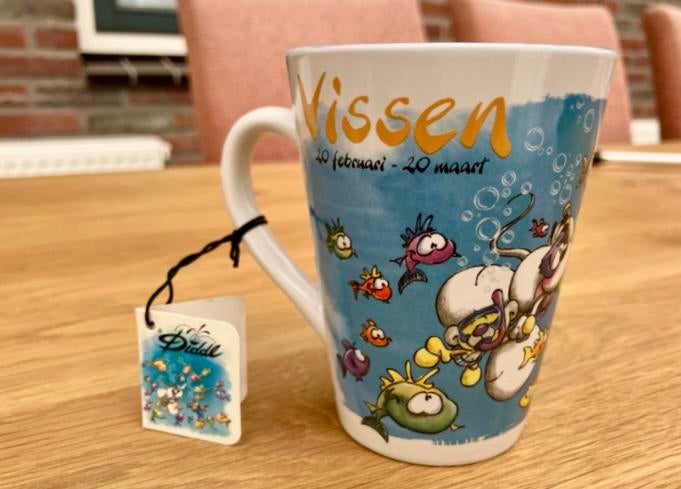 Nieuwe mok Diddl met tekst sterrenbeeld vissen, Ophalen of Verzenden, Diddl, Nieuw, Servies
