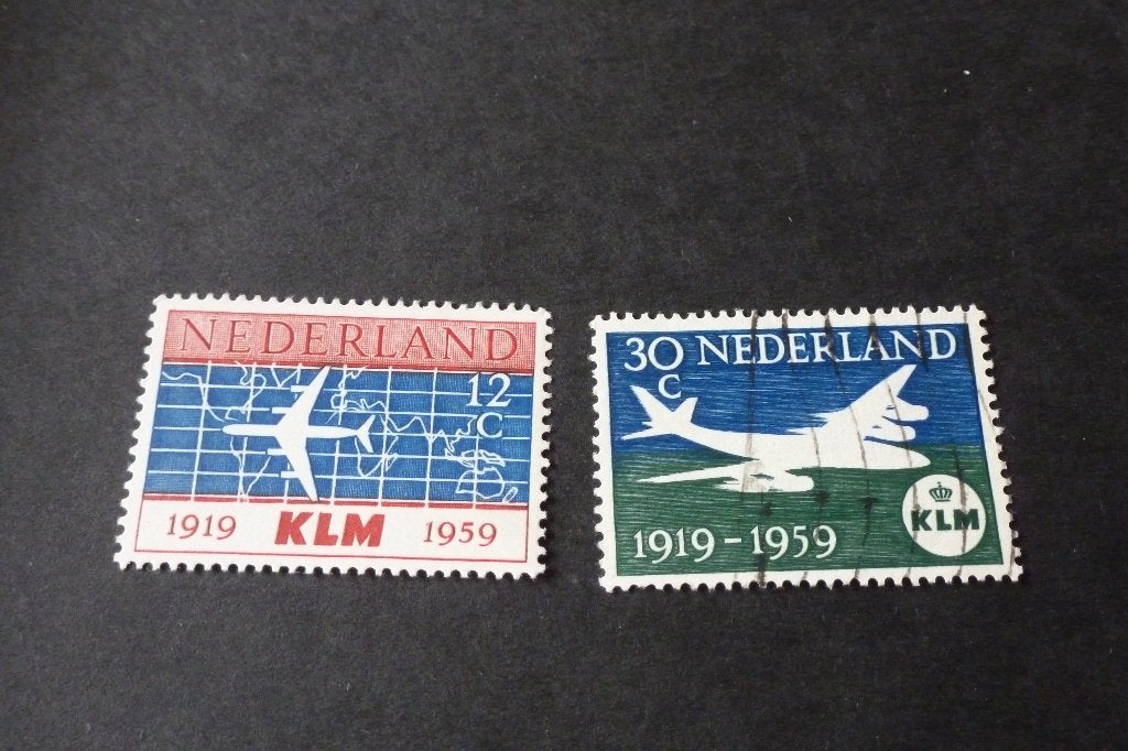 Postzegels - complete serie 2x KLM 1959 gestempeld (h 55, Ophalen of Verzenden, Na 1940, Gestempeld