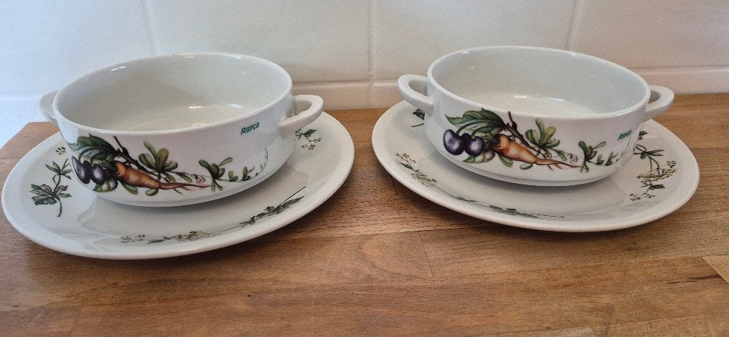 Villeroy & Boch Botanica soepkommen met schotels royco, Klassiek, Villeroy & Boch, Ophalen of Verzenden, Zo goed als nieuw
