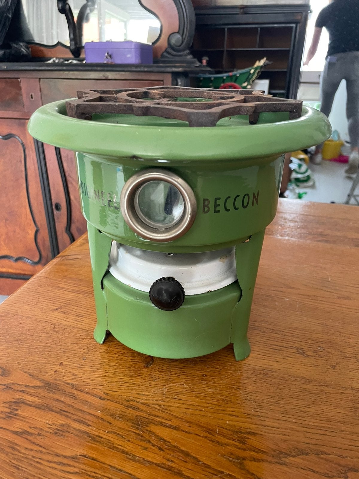 Vintage Petroleumstel Beccon - Groen Emaille, Ophalen