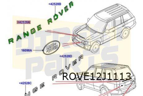 Emblemen tekst ''Range" + "Rover'' Origineel  DAB500230LQV D, Land Rover, -, Verzenden, -