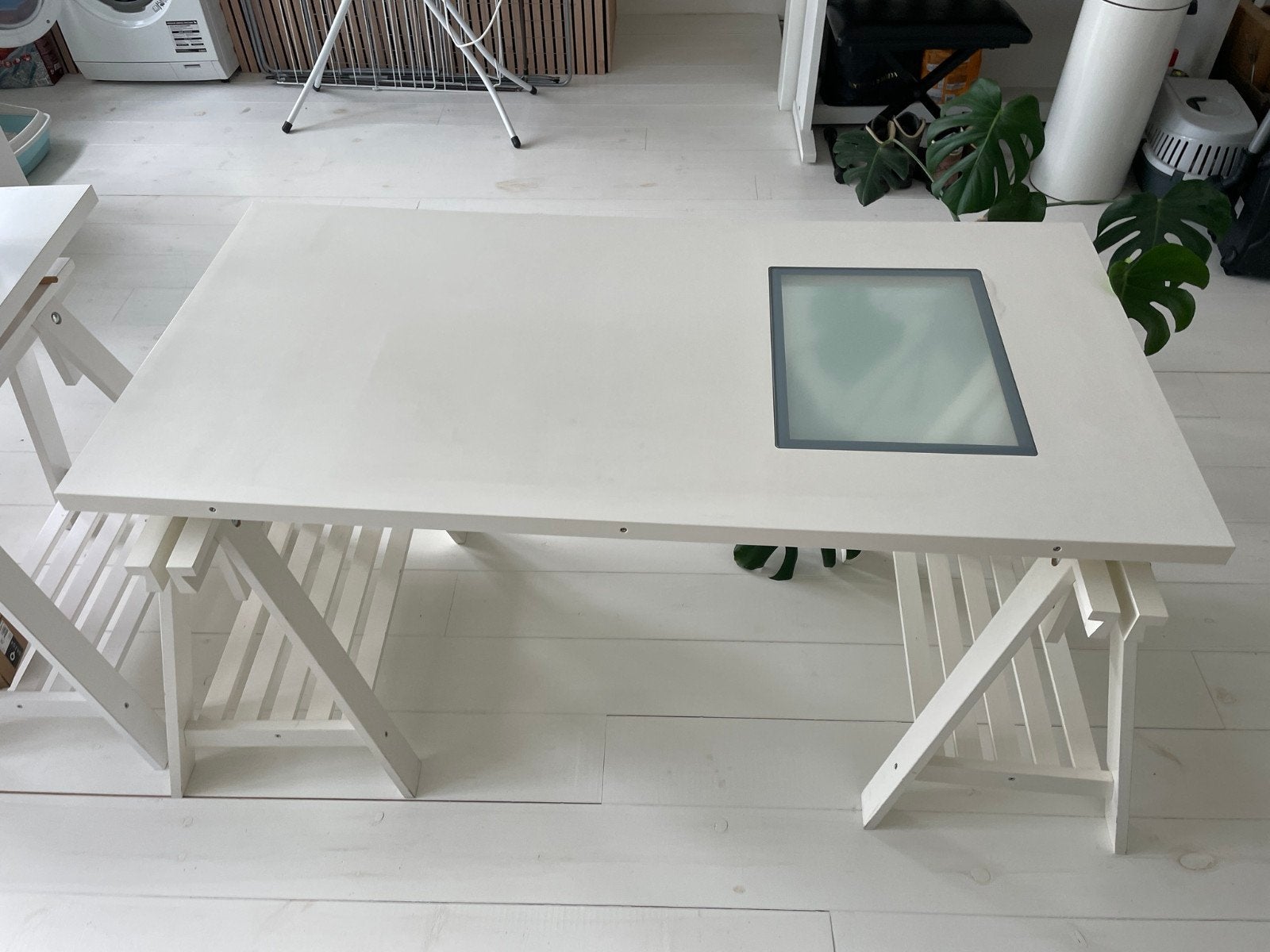 IKEA Linnmon / Adils bureau met verstelbare schragen, Ophalen, Gebruikt, Tot twee personen, 50 tot 100 cm