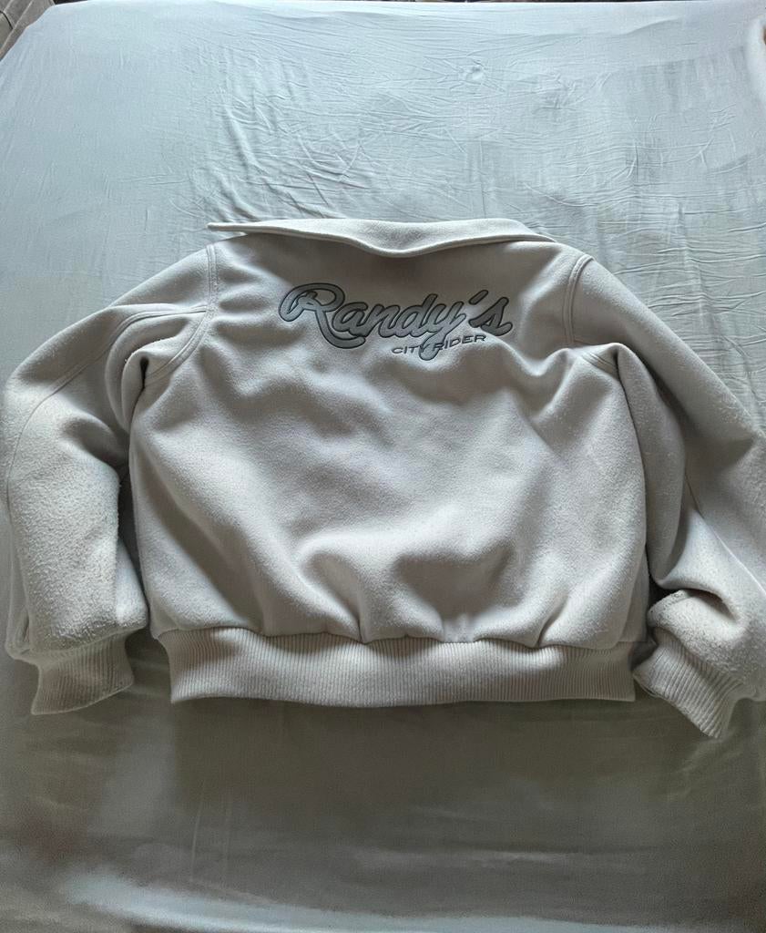 Bershka bomber jacket wit/crème – streetwear style – maat [M, Ophalen, Gedragen, Wit