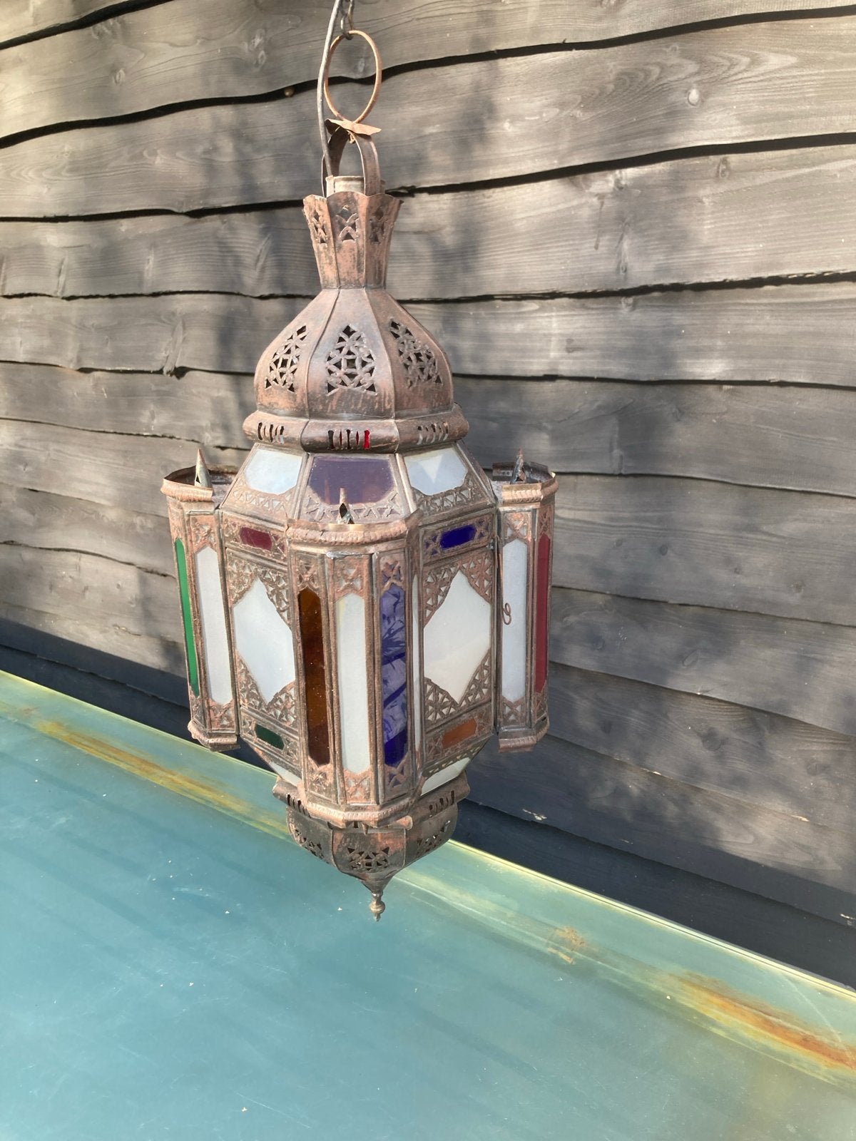 Oosterse Marokkaanse Hanglamp met Gekleurd Glas, Ophalen