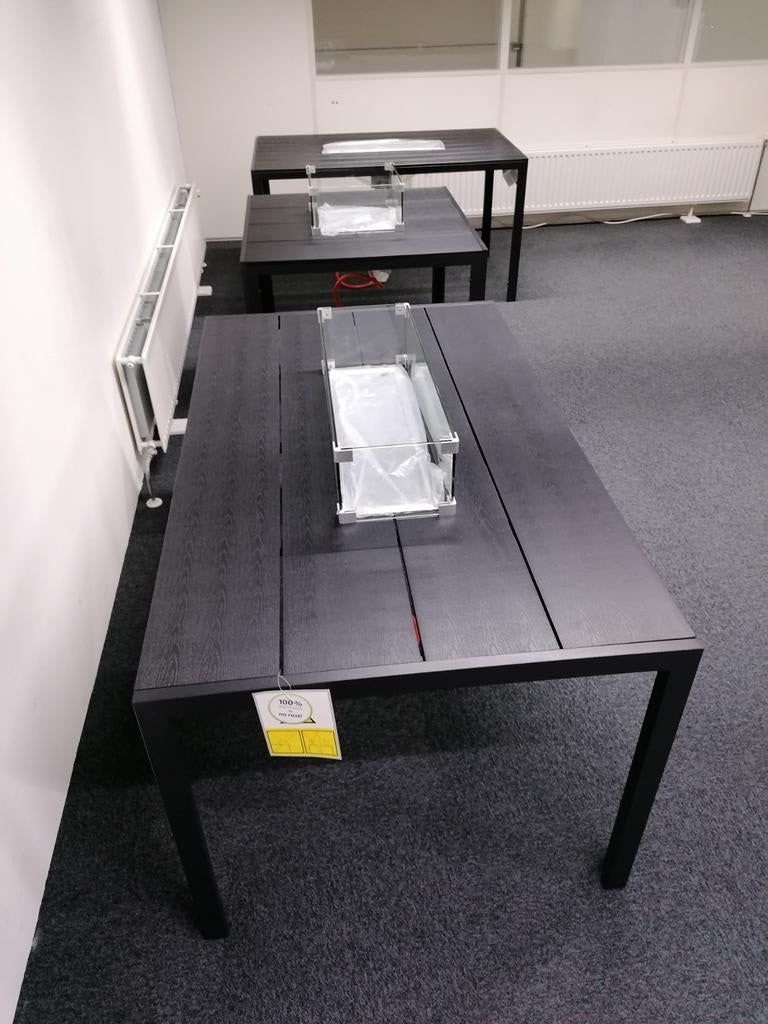 Vuurtafel-eettafels met RVS brander, glasombouw & afdekplaat, Ophalen, Nieuw