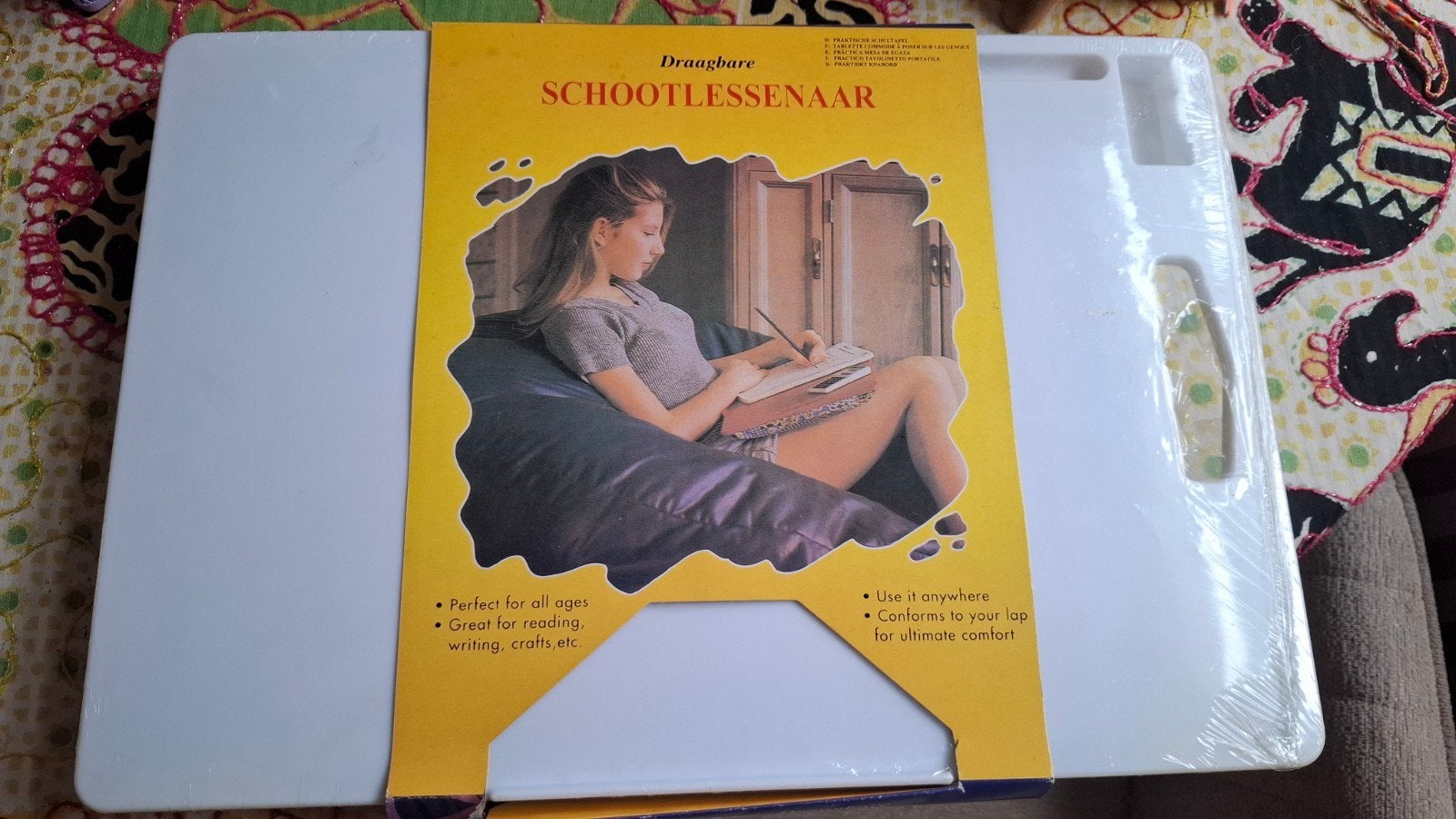 Schoottafel retro vintage lab desk zonnebloem schoot tafel, Ophalen of Verzenden