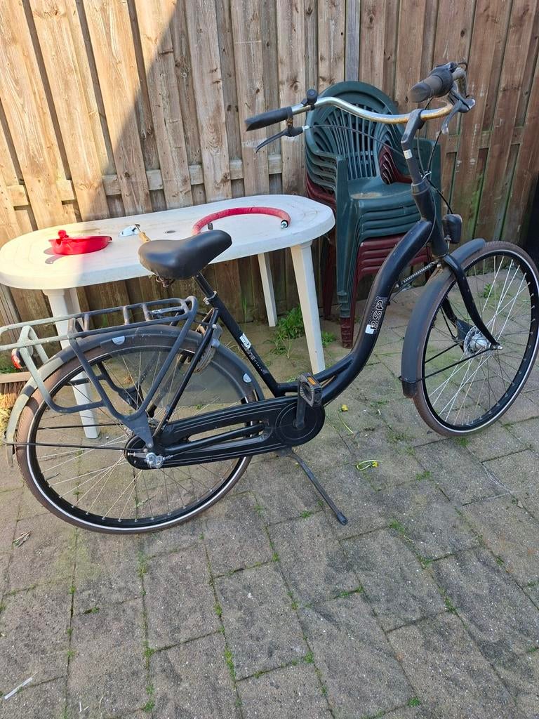 Damesfiets met lage instap en bagagedrager, Fietsen en Brommers, Fietsen | Dames | Damesfietsen, Terugtraprem, Ophalen, Overige merken