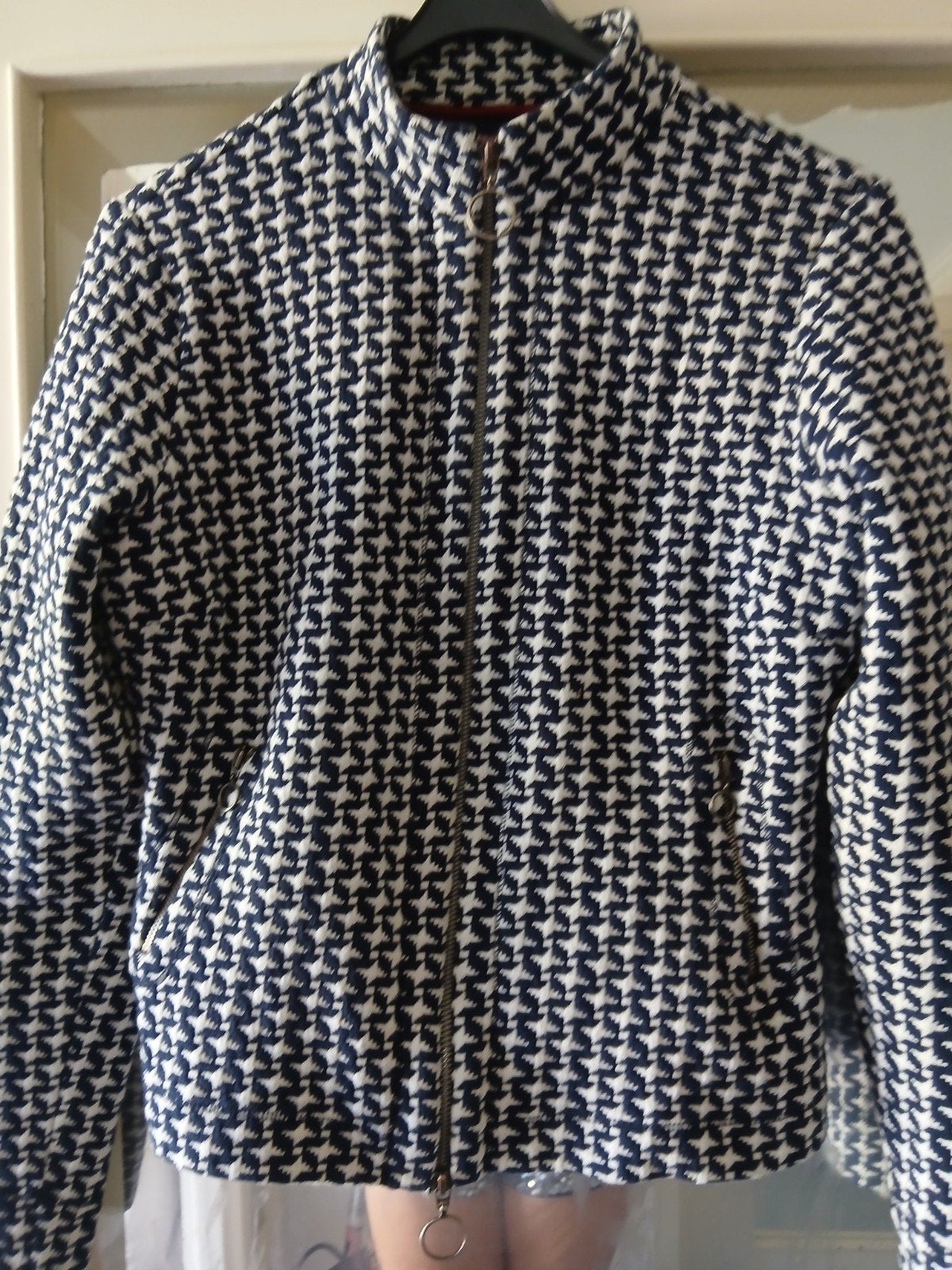 Kyra & Ko jasje met pied-de-poule patroon, Blauw, Maat 42/44 (L), Ophalen of Verzenden, Zo goed als nieuw