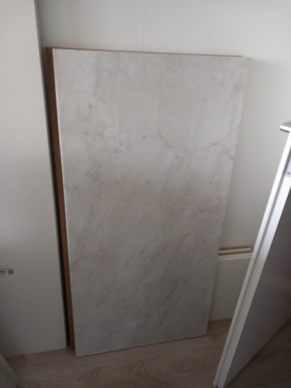 Marmerlook keukenblad 120x60, Huis en Inrichting, Ophalen, Wit, 150 tot 200 cm, Zo goed als nieuw
