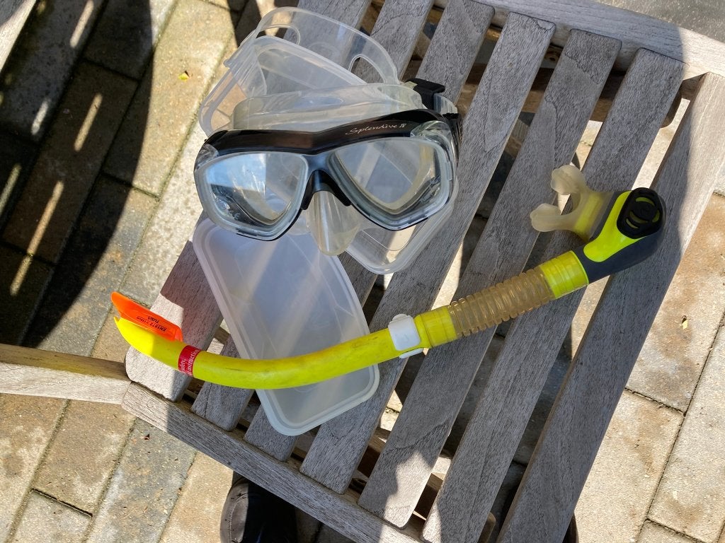 Duikbril, snorkel, flippers en waterschoenen, Watersport en Boten, Ophalen, Gebruikt, Snorkelset