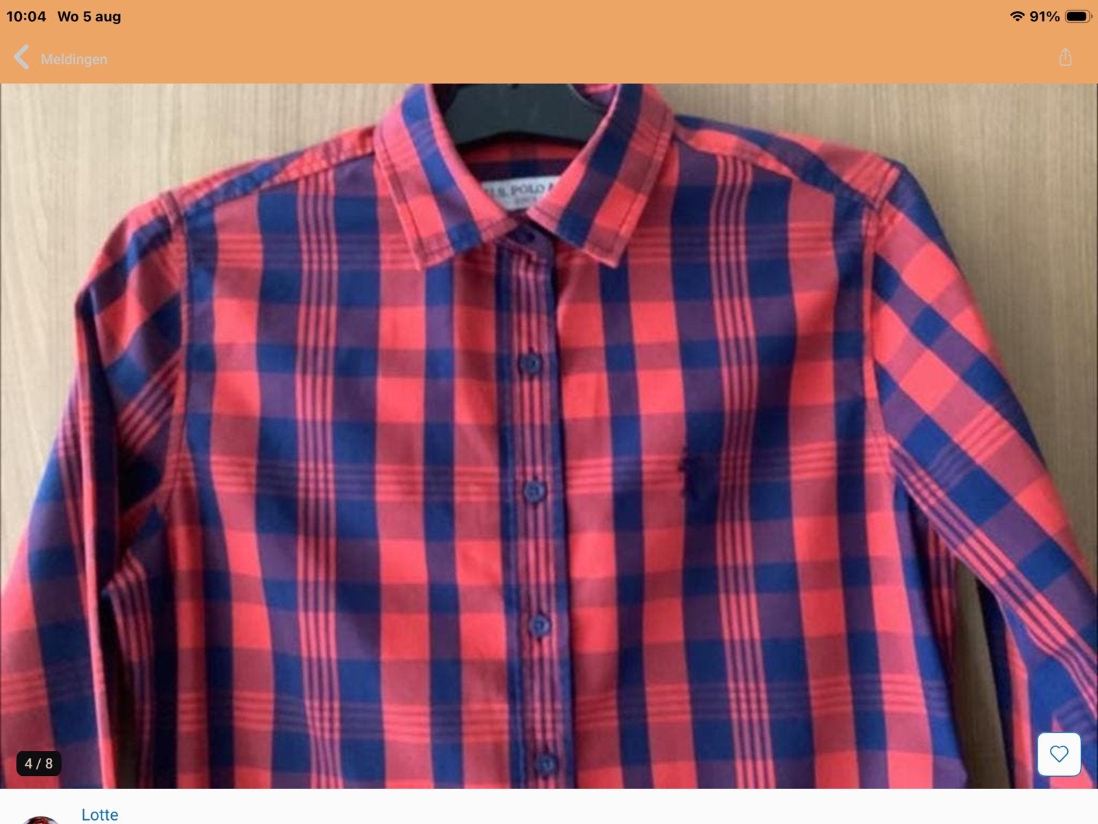 Bloes U.S. Polo Assn. geruit rood/blauw, maat 34, Verzenden, Zo goed als nieuw, Maat 34 (XS) of kleiner, Rood