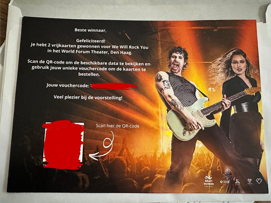 2x Queen we will rock you rang1 den haag 15 16 17 18 19 juli, Twee personen, Juli