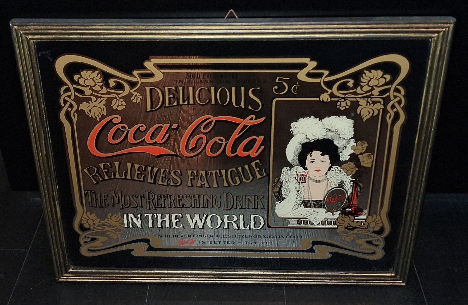 Vintage Coca-Cola Reclamebord Spiegel 40x50cm, Ophalen of Verzenden, Gebruikt, Reclamebord
